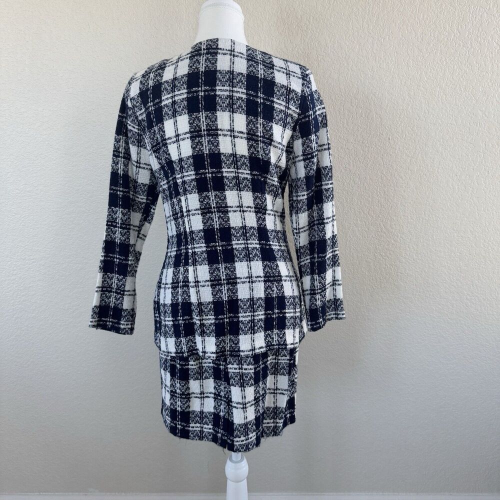 Byer Dress Jacket & Skirt Suit Set Navy Blue White Plaid Juniors Size 9 Vintage - Picture 6 of 16